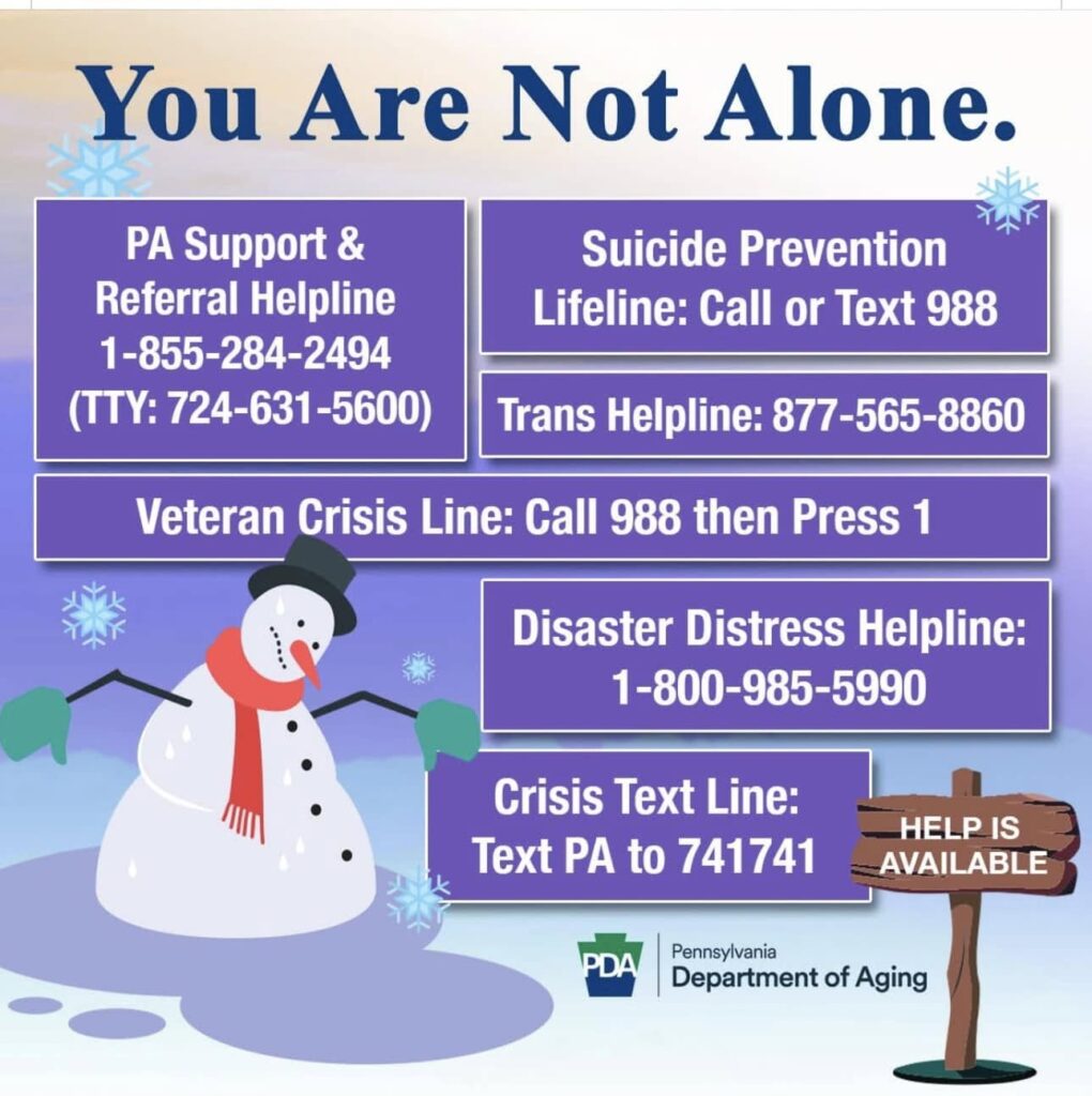 Resources for those struggling going into the new year.