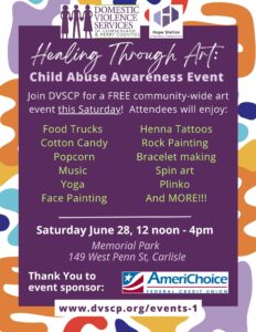 Bring the whole family out to Memorial Park between noon - 4pm this coming Saturday, June 28, for our FREE Healing Through Art event!