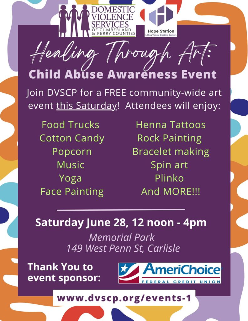 Bring the whole family out to Memorial Park between noon - 4pm this coming Saturday, June 28, for our FREE Healing Through Art event!