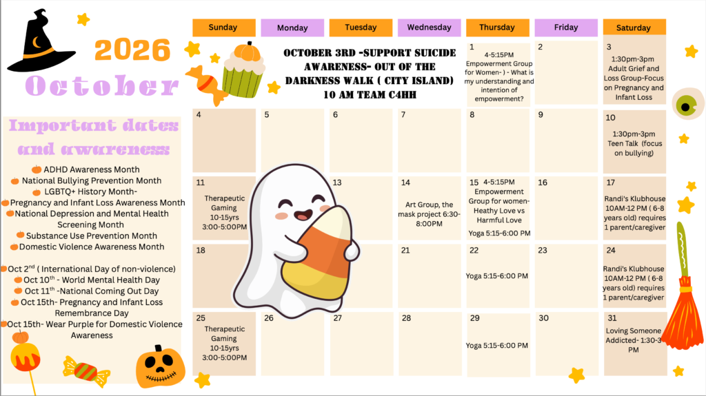 Center for Hope & Healing October 2026 Calendar of Events